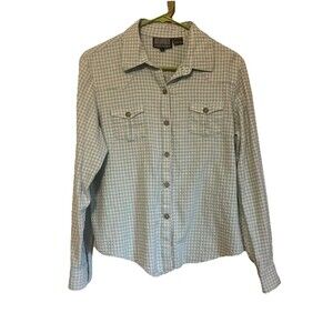 Roughrider by Circle T women’s blue gingham check 100% cotton shirt size large